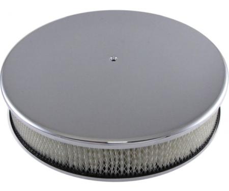 Air Cleaner, Round Smooth Chrome Aluminum, 14 X 3