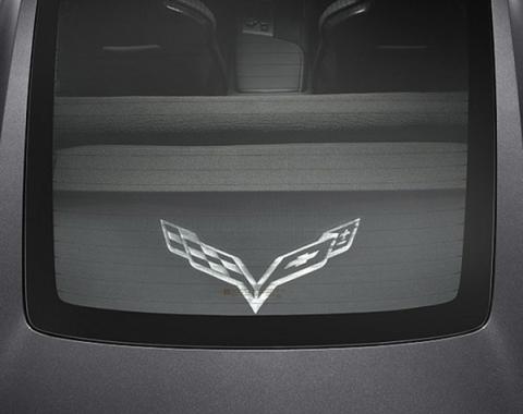 Corvette Cargo Security Shade, Black, Upper and Lower, With Crossed Flags Logo, 2014-2019