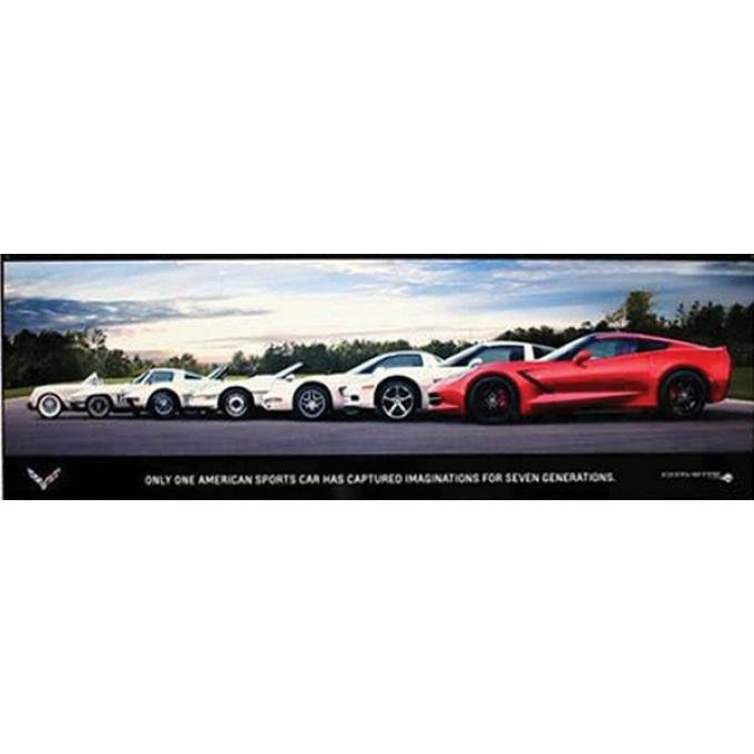 Corvette Metal Sign, C7 "Generations Poster" 35" X 12"