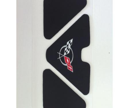 Corvette Trunk Lid Inner Liner, C5 Logo, Black, 3 Piece, 1998-2004