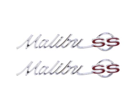 Trim Parts 65 Chevelle Rear Quarter Emblem, Malibu SS, Pair 4210