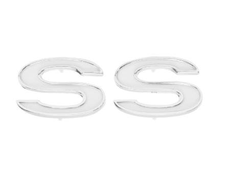 Trim Parts 69 Full-Size Chevrolet Front Fender Emblem, SS, White, Pair 4620