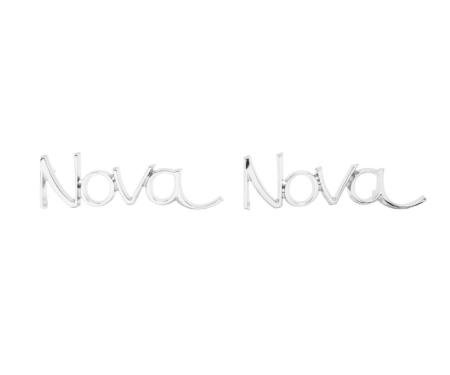 Trim Parts 69-72 Nova Front Fender Emblem Nova, Also Fits 68 Rear, Pair 3048