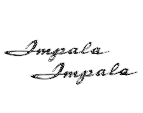 Trim Parts 61 Impala Rear Quarter Script, Impala, Pair 2128