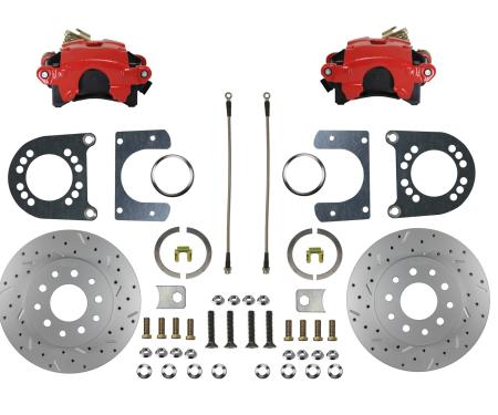 Leed Brakes Rear Disc Brake Kit with Drilled Rotors and Red Powder Coated Calipers RRC0001X