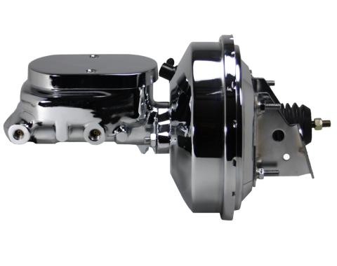 Leed Brakes 9 inch power booster, 1-1/8 inch bore flat top master (Chrome) 2F6