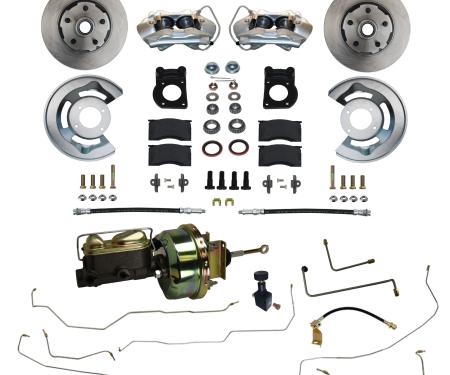 Leed Brakes 1964-1966 Ford Mustang Power Front Kit with Plain Rotors Zinc Plated Calipers and Pre-Bent Line Kit FC0001-H405ALK