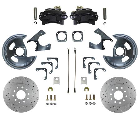 Leed Brakes Rear Disc Brake Kit with Drilled Rotors and Black Powder Coated Calipers BRC1001X