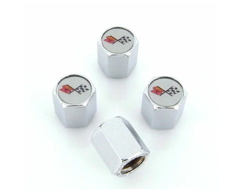 Corvette C3 Logo Valve Stem Caps, Chrome