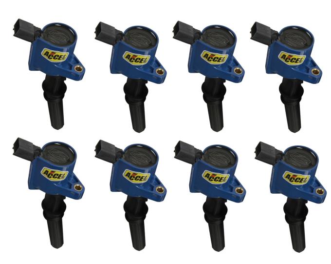 Accel Ignition Coil, SuperCoil, 1998-2008 Ford 4.6L/5.4L/6.8L 2-Valve Modular Engines -Blue, 8-Pack 140032B-8