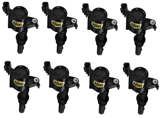 Accel Ignition Coil, SuperCoil, 2004-2008 Ford 4.6L/5.4L/6.8L 3-Valve Engines, Black, 8-Pack 140033K-8