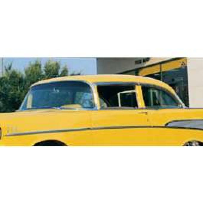 Chevy Vent Window Delete Glass Set, Clear, 2-Door Sedan, 1955-1957