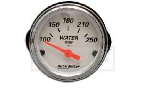 Chevy Custom Water Temperature Gauge, White Face, With Black Numbers & Orange Needle, AutoMeter, 1955-1957