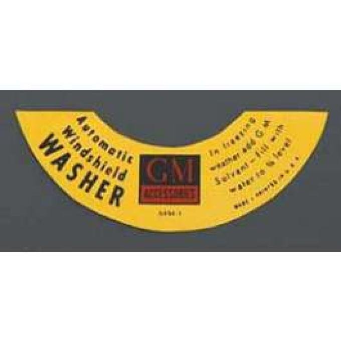 Chevy Windshield Washer Jar Decal, Automatic, 1955-1957