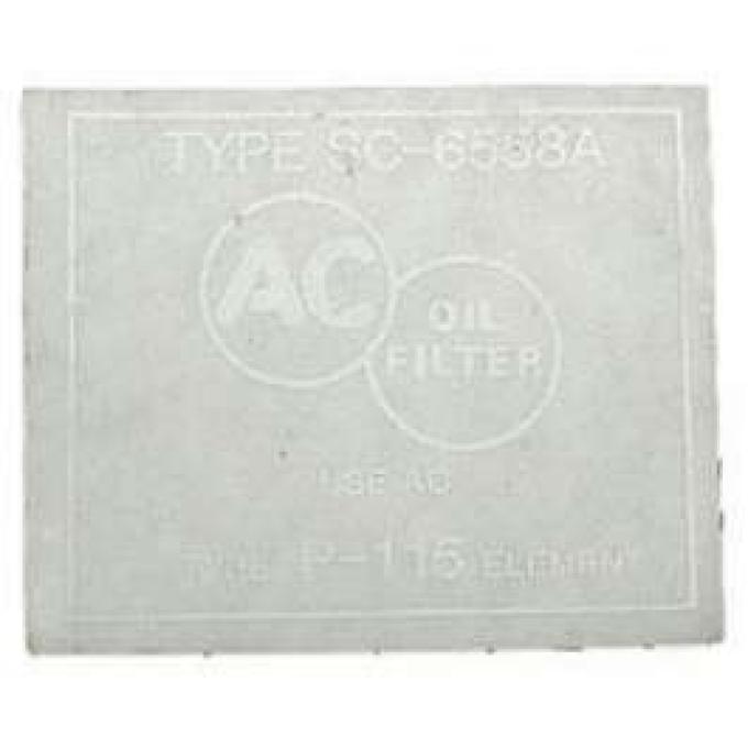 Chevy Oil Filter Canister Decal, For Cars With Factory Air Conditioning, Small Block, 1955