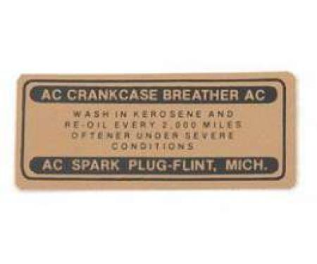 Chevy Oil Cap Breather Decal, 1955-1957