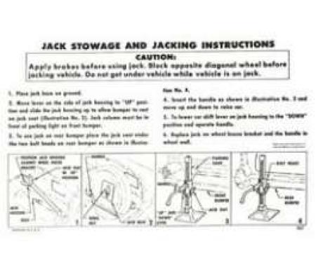 Chevy Jack Stowage & Jacking Instructions Sheet, 1957