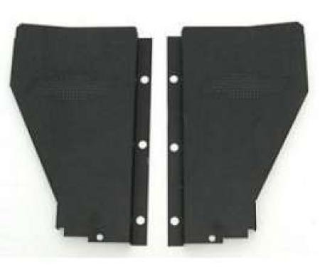 Chevy Radiator Filler Panels, Carbon Steel, With Bowtie, For CCI Tubular Core Support, 1956