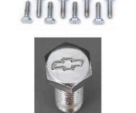 Chevy Bowtie Valve Cover Bolt Set, Chrome, With Aluminum Valve Covers, Small Block, 1955-1957
