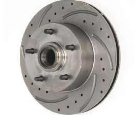 Chevy Front Disc Brake Rotor, Drilled, Slotted & Vented, Left, 1955-1957