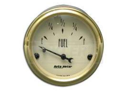 Chevy Custom Fuel Gauge, Beige Face, With Black Vintage Needle, AutoMeter, 1955-1957