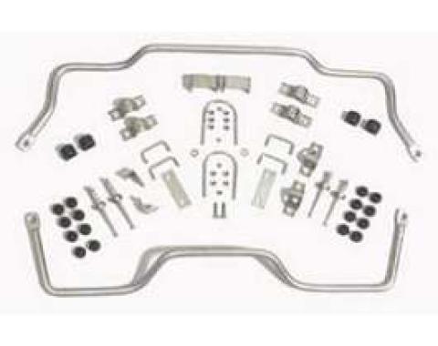Chevy Front, Rear Anti-Sway Bar Set, With Urethane Bushings, All Except Wagon, 1955-1957