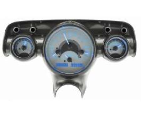 Chevy Analog Dash Gauges, Dakota Digital, Silver With Blue Display, 1957