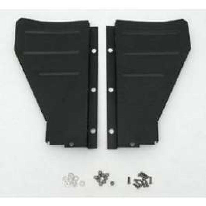 Chevy Radiator Filler Panels, Ribbed, Carbon Steel, For CCI Tubular Core Support, 1957