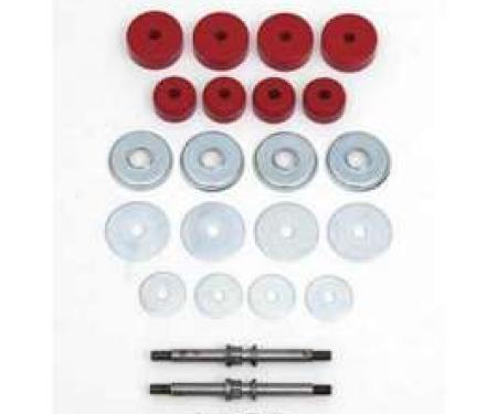 Chevy Front Motor Mounting Kit, With Red Polyurethane Grommets, V8, 1955-1957