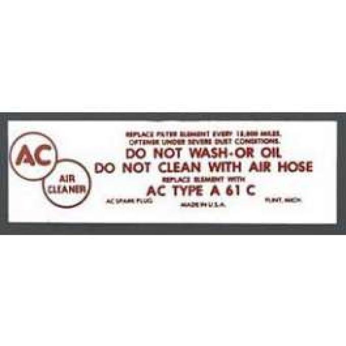 Chevy Air Cleaner Decal, Fuel Injection, 1957