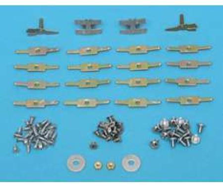 Chevy Beltline Molding Clip Set, Stainless Steel, 4-Door Sedan, Bel Air, 1955-1957