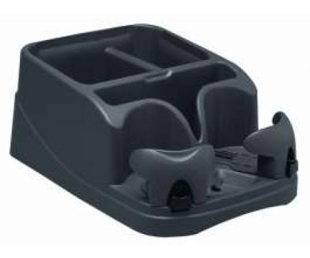 Classic Console/Organizer With Drink, Coin, And CD Holders, Black