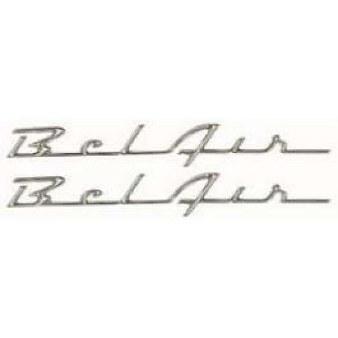 Chevy Script Emblems, Chrome, Bel Air,1955-1956
