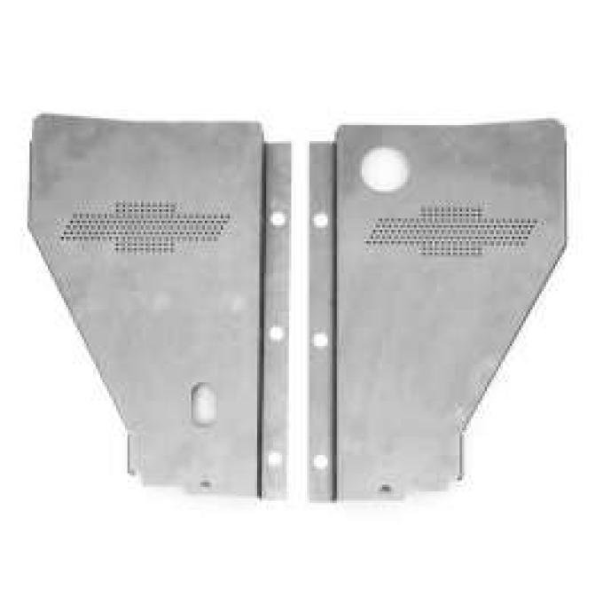 Chevy Radiator Filler Panels, For CCI Tubular Core & Cross-Flow Radiator, Carbon Steel, With Bowtie, 1956