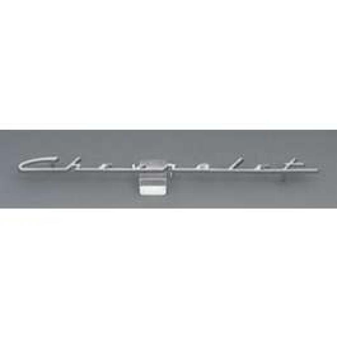 Chevy Speaker Script Emblem, With Chevrolet Word, 150, 120, 1955-1956