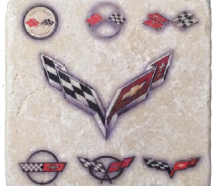 Corvette Generation Stone Tile Coaster, Light Stone, Set of 4