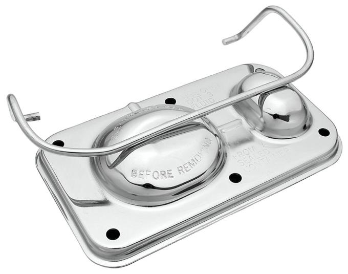Redline Restomotive® Brake Master Cylinder Cover, Power Or Manual, 5-5/8" x 3", Chrome