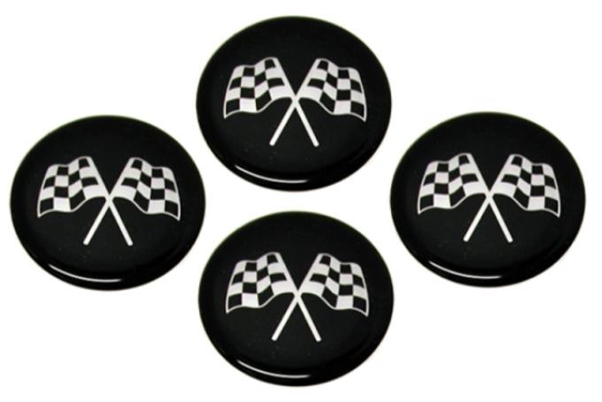 Corvette Emblem Set, Cross Flag Black, Set of 4