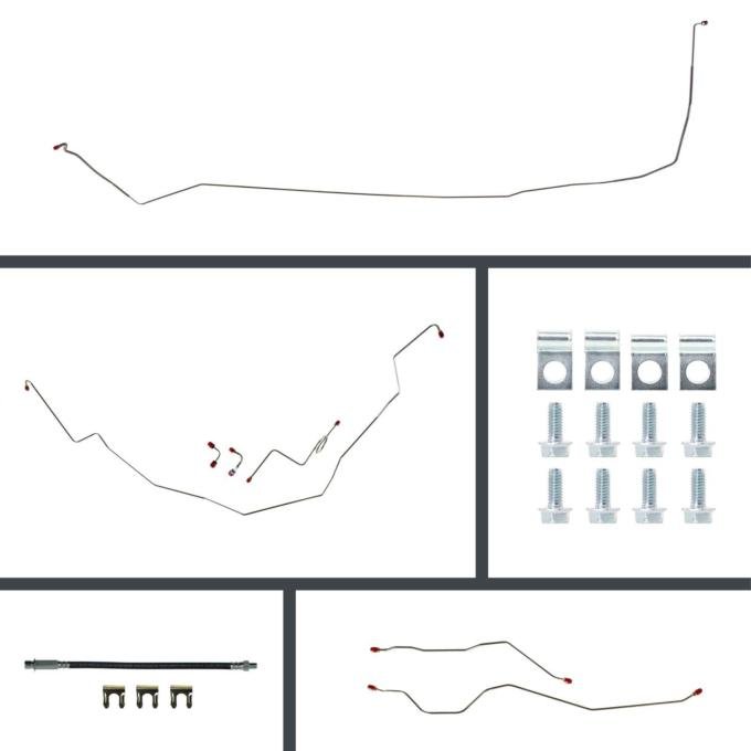 Right Stuff 65 Full Size Chevy Power 4 Wheel Disc Conversion Complete Brake Line Kit, 24 Pcs. Stainless BSP65H4