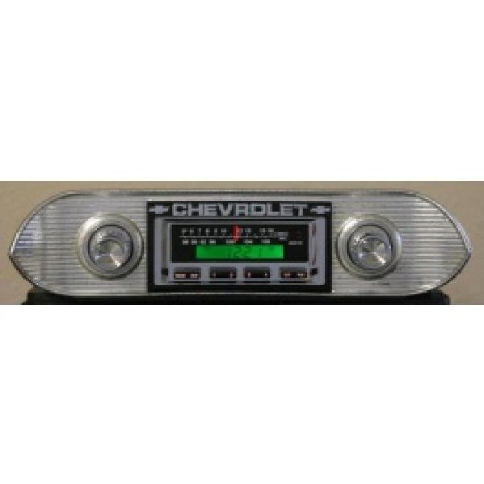 Chevy II-Nova Stereo Radio, KHE-300, AM/FM, Manual Tuning, Black Face, 1962-1965