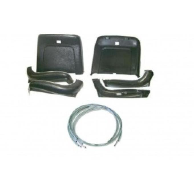 Nova Bucket Seat Back & Lower Side Shells, Black With Pre-Installed Trim, 1969-1971