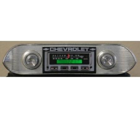 Chevy II-Nova Stereo Radio, KHE-300, AM/FM, Manual Tuning, Chrome Face, 1962-1965