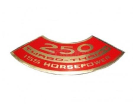 Nova Air Cleaner Decal Inline 6, 250 Turbo-Thrift, 155 HP, 1969-1970