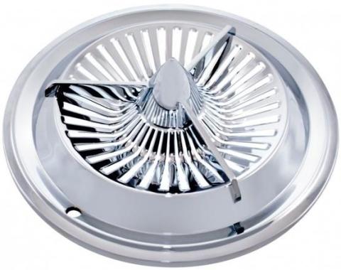 United Pacific 15" Chrome Plated Polara Tri-Bar Hubcap (4/Set) C5055