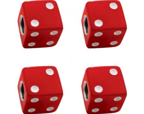 United Pacific Red Dice Valve Caps w/ White Dots (4 Pack) 70005