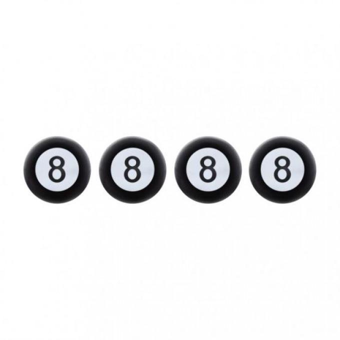 United Pacific "8" Ball Tire Valve Caps (4 Pack) 70022
