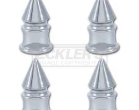 Full Size Chevy Valve Stem Caps, Chrome Spike, 1958-1984