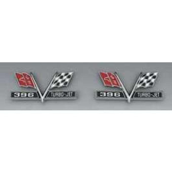 Full Size Chevy Front Fender Emblems, 396ci Turbo-Jet, 1965-1967