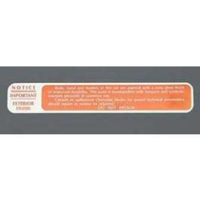 Full Size Chevy Acrylic Paint Notice Decal, 1958-1959