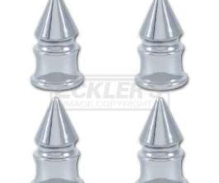 Full Size Chevy Valve Stem Caps, Chrome Spike, 1958-1984
